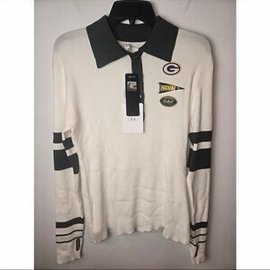 Green Bay Packers Women's Erin Andrews Henley Polo Sweater XXL